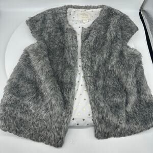 Kate Spade Gray Faux Fur Vest Little Girls 8